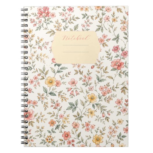Carnet motif floral pastel ノートブック (正面)