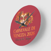 Carnevale Di Venezia 2026 - Venetian Wall Clock ラウンド壁時計 (傾斜)