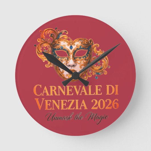 Carnevale Di Venezia 2026 - Venetian Wall Clock ラウンド壁時計 (正面)