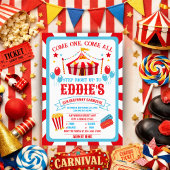 Carnival Birthday Invitation, Circus Invitation  招待状