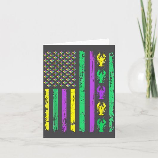 Carnival Mardi Gras Usa American Flag Crawfish Par カード (正面)