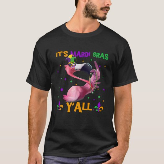 Carnival Party Flamingo Mardi Gras Tシャツ (正面)