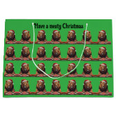 carnivore lion Christmas holiday gift bag ラージペーパーバッグ (正面)