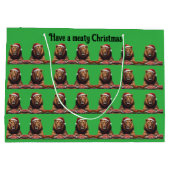 carnivore lion Christmas holiday gift bag ラージペーパーバッグ (裏面)