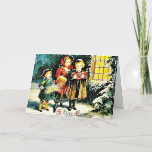 caroを歌っている3人とのクリスマスの挨拶 シーズンカード (正面)