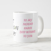 Carolピンクのスクリプトスタイル用に作おもしろい成 ジャンボコーヒーマグカップ (正面右)