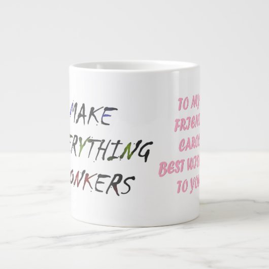 Carolピンクのスクリプトスタイル用に作おもしろい成 ジャンボコーヒーマグカップ (正面)