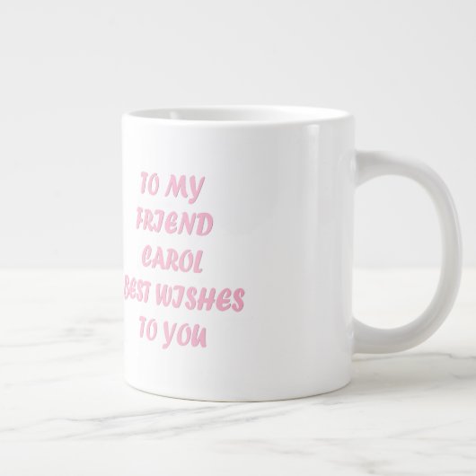 Carolピンクのスクリプトスタイル用に作おもしろい成 ジャンボコーヒーマグカップ (右)