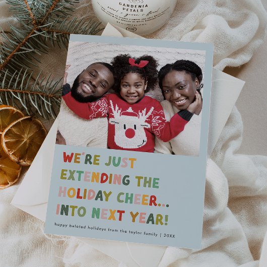 CAROLブルー可愛い新年のクリスマスおもしろい後期 シーズンカード