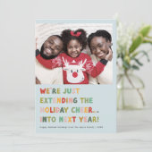 CAROLブルー可愛い新年のクリスマスおもしろい後期 シーズンカード (スタンド正面)