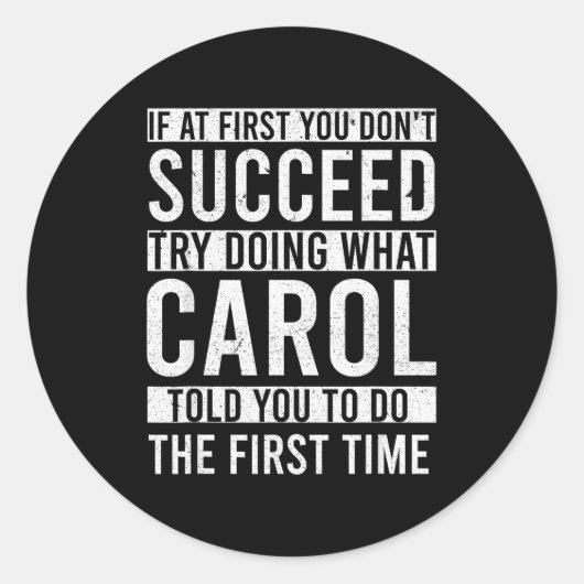 Carol D Funny Joke For Women, Black, Small  ラウンドシール (正面)