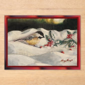 Carol the Chick-a-Dee with Mistletoe アクリル招待状 (正面)