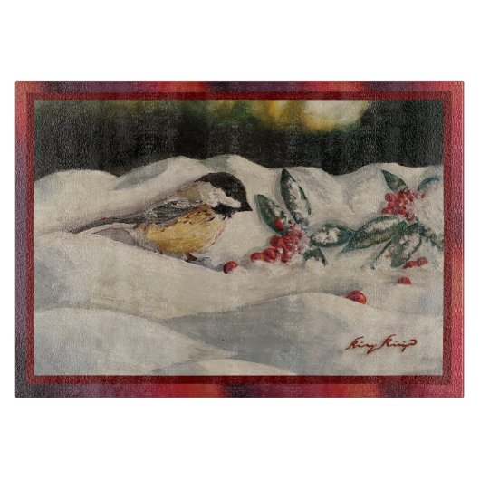 Carol the Chick-a-Dee with Mistletoe  カッティングボード (正面)