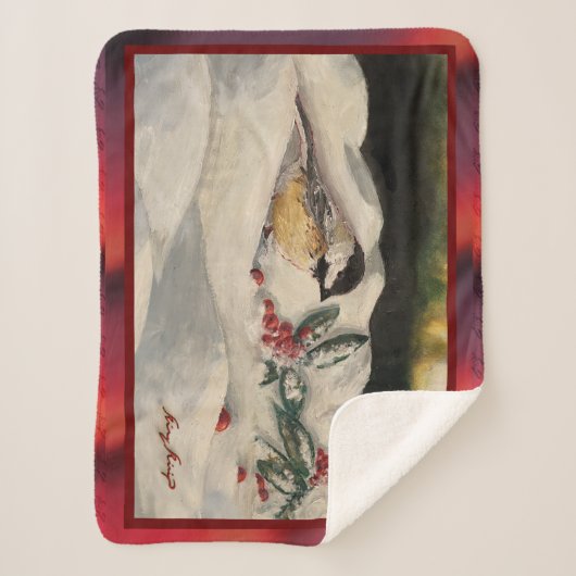 Carol the Chick-a-Dee with Mistletoe シェルパブランケット (正面)