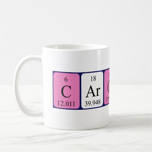 Carolanne定期的なテーブル名mug コーヒーマグカップ (左)