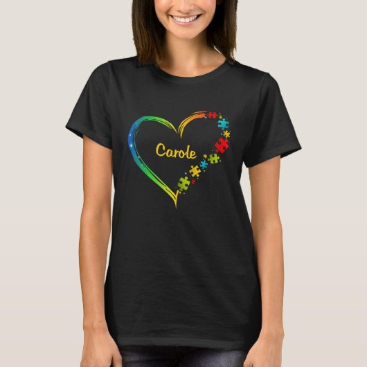 Carole autism awareness heart puzzle idea 2020 tシャツ (正面)