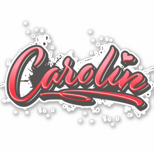 Carolin red Heart Graffiti Aufkleber Sticker シール (正面)
