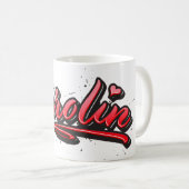Carolin red Heart Graffiti Tasse Kaffeetasse コーヒーマグカップ (正面右)