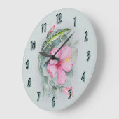 Carolina Anole & Hibiscus  ラージ壁時計 (傾斜)