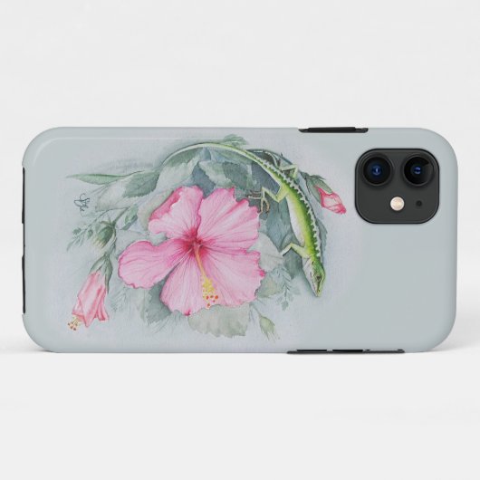 Carolina Anole & Hibiscus  Case-Mate iPhoneケース (裏面(横))