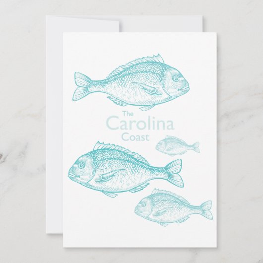 Carolina Coast Vintage Turquoise Saltwater Fish 招待状 (正面)