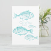 Carolina Coast Vintage Turquoise Saltwater Fish 招待状 (スタンド正面)