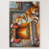 Carolina Dog Fireplace with Christmas Lights ジグソーパズル (縦)