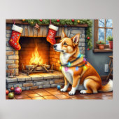 Carolina Dog Fireplace with Christmas Lights ポスター (正面)