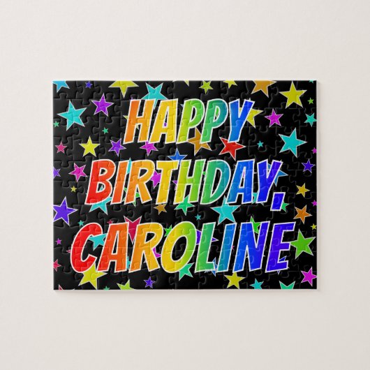「CAROLINE」名、おもしろい「ハッピーバースデー」 ジグソーパズル (横)