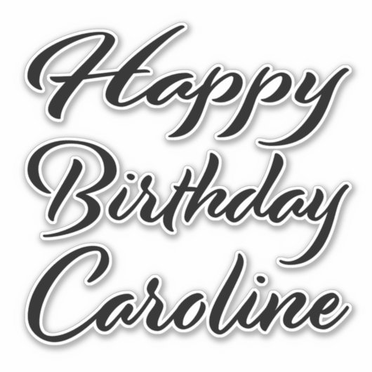 Caroline Name Vorname black Sticker Geburtstag シール (正面)
