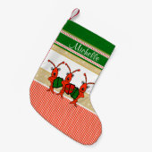 CarolingのかわいいCrawfish スモールクリスマスストッキング (正面 (吊り時))