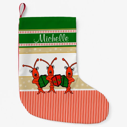 CarolingのかわいいCrawfish スモールクリスマスストッキング (正面)