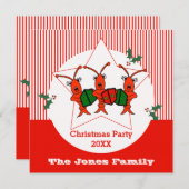 CarolingのCrawfish/ロブスターのクリスマス・パーティ 招待状 (正面/裏面)