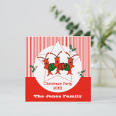 CarolingのCrawfish/ロブスターのクリスマス・パーティ 招待状 (スタンド正面)