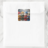 Caroling Christmas Mice In Snow スクエアシール (バッグ)