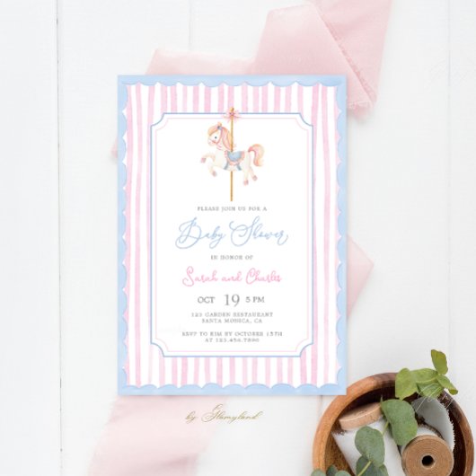 Carousel Baby Shower Invitation 招待状