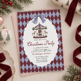 Carousel Bow Christmas Party Invitation 招待状