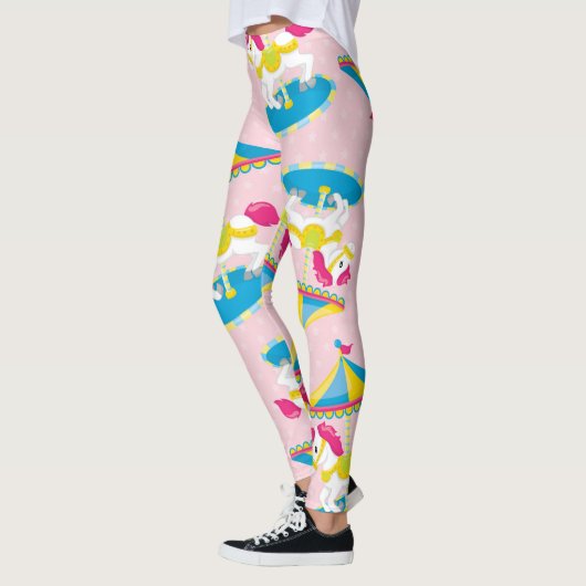 Carousel Dreams: Pink Pony & Pastel Leggings レギンス (左)