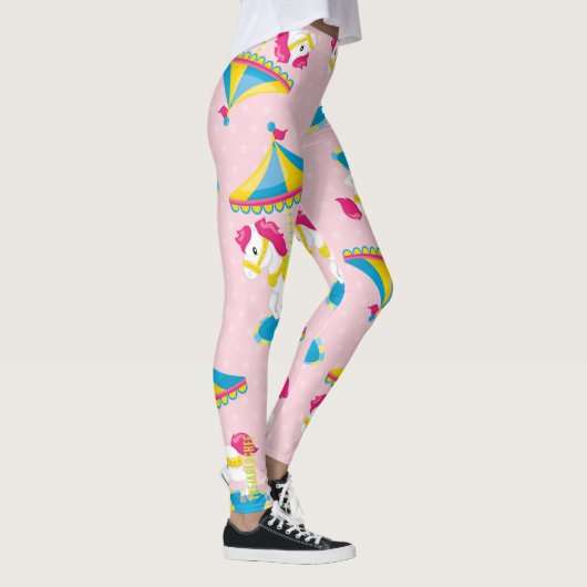Carousel Dreams: Pink Pony & Pastel Leggings レギンス (右)