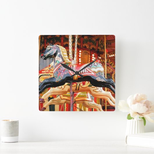 CAROUSEL HORSE スクエア壁時計 (ホーム)