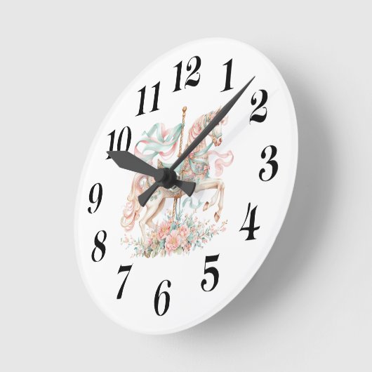 Carousel Horse ラウンド壁時計 (傾斜)