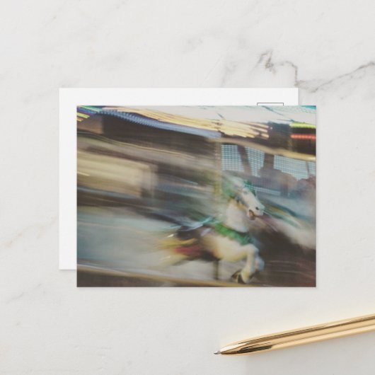 Carousel Horses Summer Days at the Fair Abstract ポストカード (正面/裏面インサイチュ)