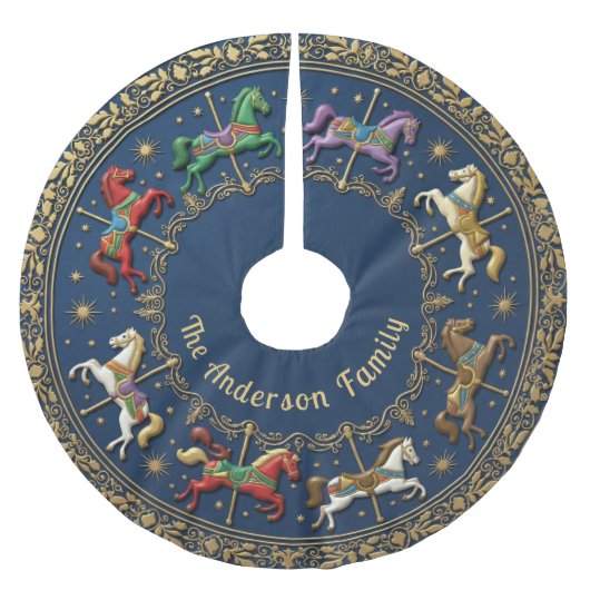 Carousel of Christmas Dreams ブラッシュドポリエステルツリースカート (正面)