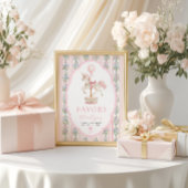 Carousel Pink Birthday Favors Sign ポスター
