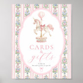 Carousel Pink Cards and Gifts Sign ポスター (正面)