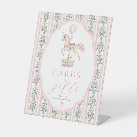 Carousel Pink Cards and Gifts Sign 台座サイン (正面)
