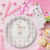 Carousel Pink First Birthday ペーパープレート (パーティー)