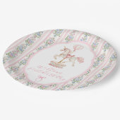 Carousel Pink First Birthday ペーパープレート (アングル)