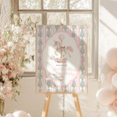 Carousel Pink First Birthday Welcome ポスター