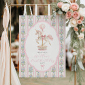 Carousel Pink First Birthday Welcome ポスター